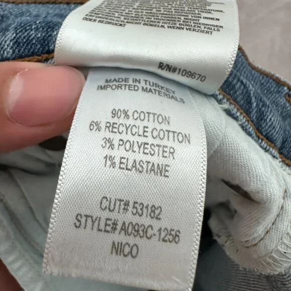 Agolde Nico Jeans Womens 27 (32x25) Blue High Rise Slim Straight Leg Distressed - Picture 5 of 10